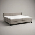 Boxspringbett-Set 180 x 200 cm mit 2 Bonellfederkernmatratzen, Topper und gepolstertem Kopfteil, Stoff, Greige