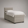 Boxspringbett Einzelbett mit Taschenfederkernmatratze, Topper und Polyesterbezug, Beige/Schwarz, Liegefläche 90 x 200 cm