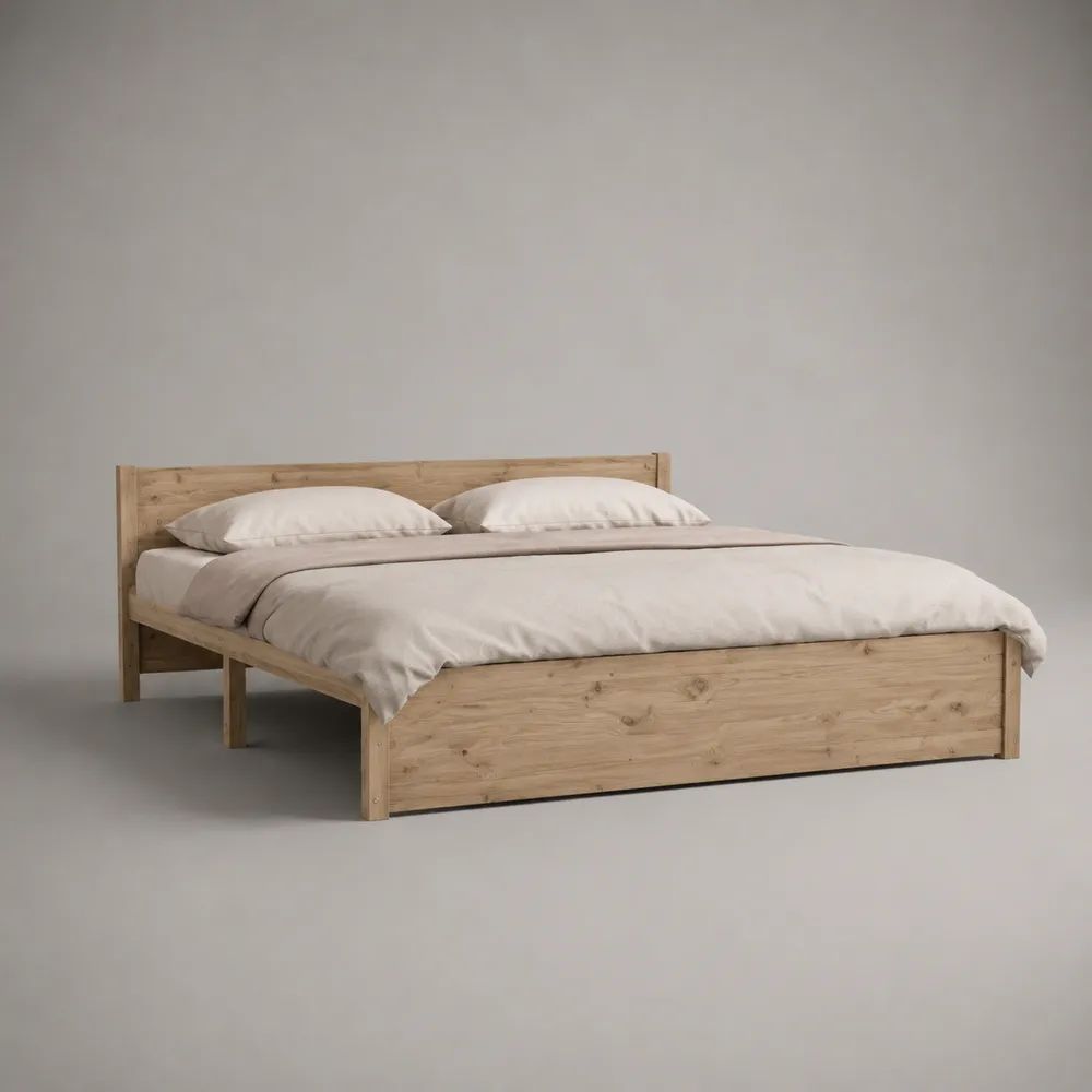Doppelbett aus massivem Kiefernholz in Natur, Liegefläche 160 x 200 cm