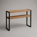 Rechteckiger Konsolentisch aus Holz und Metall mit Ablage, Braun/Schwarz, 100 x 30 x 80 cm