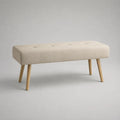 Schlafzimmerbank Polsterbank mit Polyesterbezug und Massivholzbeinen, Beige/Natur, 100 × 40 × 48 cm
