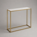 Rechteckiger Konsolentisch aus Stahl und MDF, Gold/Weiß/Grau, 100 × 30 × 80 cm
