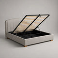 Polsterbett mit Bettkasten und Lattenrost 160 × 200 cm, Polyesterbezug, Stahlrahmen, Beige